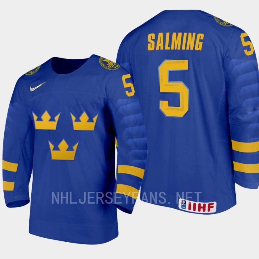 sweden borje salming iihf rip legend jersey blue