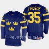 sweden carl lindbom 2023 iihf world junior championship away jersey navy