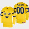 sweden hockey custom 2022 iihf world championship home jersey yellow