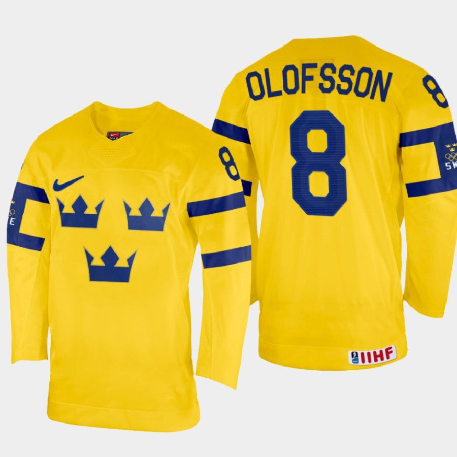 sweden hockey fredrik olofsson 2022 iihf world championship home jersey yellow