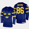 sweden hockey mathias brome 2022 iihf world championship away jersey navy