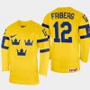 sweden hockey max friberg 2022 iihf world championship home jersey yellow