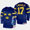 sweden hockey par lindholm 2023 iihf world championship men away jersey navy