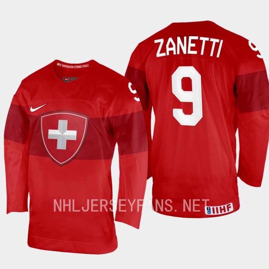 switzerland brian zanetti 2023 iihf world junior championship jersey red