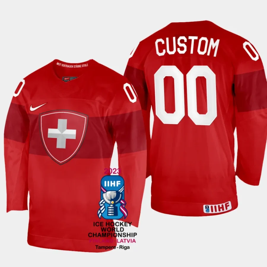 switzerland hockey custom 2023 iihf world championship men away jersey red