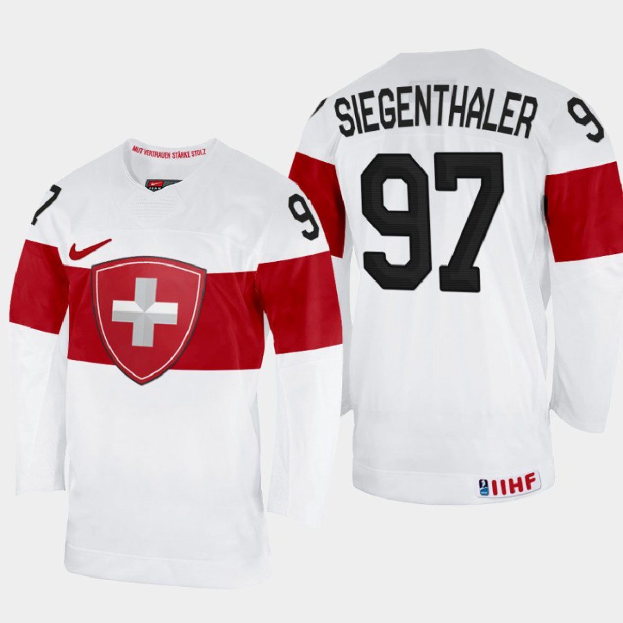 switzerland hockey jonas siegenthaler 2022 iihf world championship home jersey white