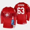 switzerland hockey leonardo genoni 2023 iihf world championship men away jersey red