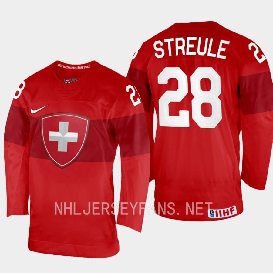 switzerland maximilian streule 2023 iihf world junior championship jersey red