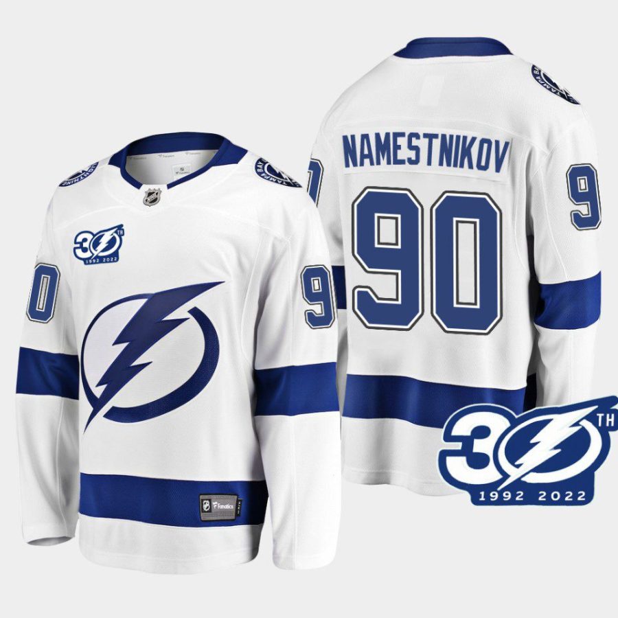 tampa bay lightning vladislav namestnikov 30th anniversary 1992 2022 away jersey white