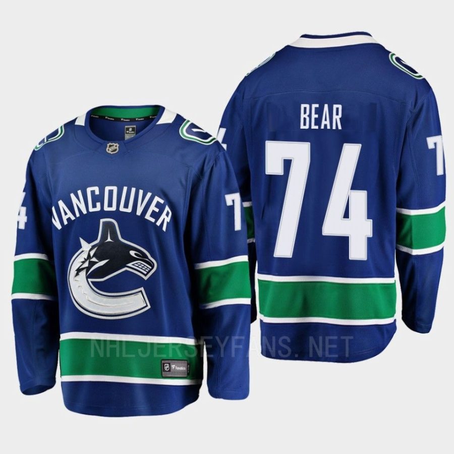 vancouver canucks ethan bear home breakaway player jersey blue