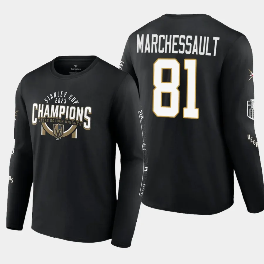 vgk jonathan marchessault black 2023 stanley cup champions banner long sleeve t shirt