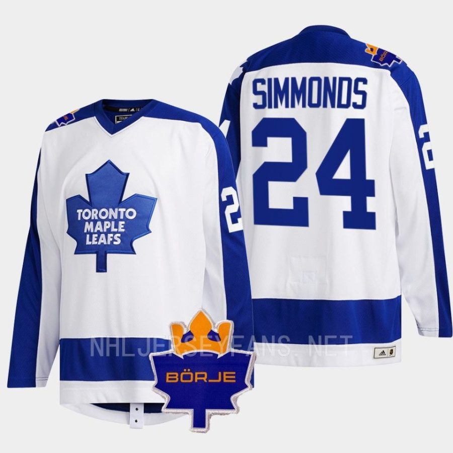 wayne simmonds maple leafs white memorial borje patch classic jersey