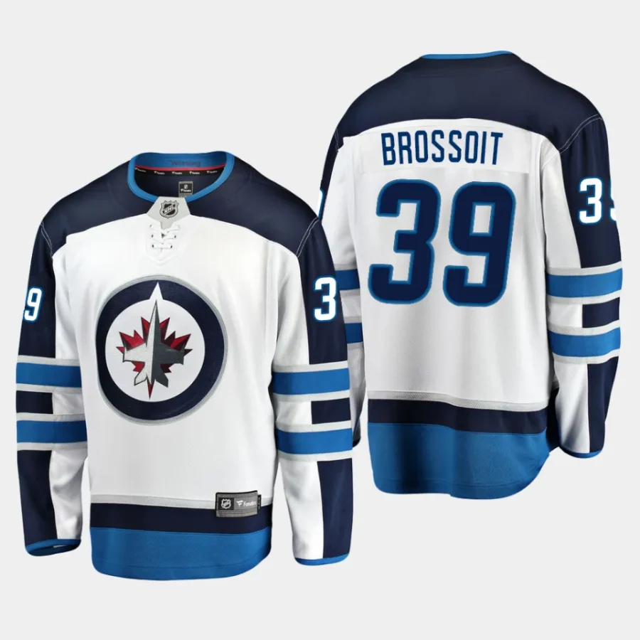 winnipeg jets laurent brossoit away breakaway player jersey white