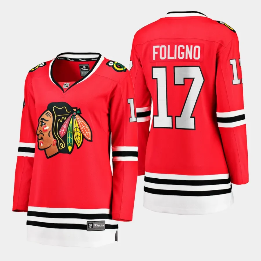 women blackhawks nick foligno red home breakaway player jersey