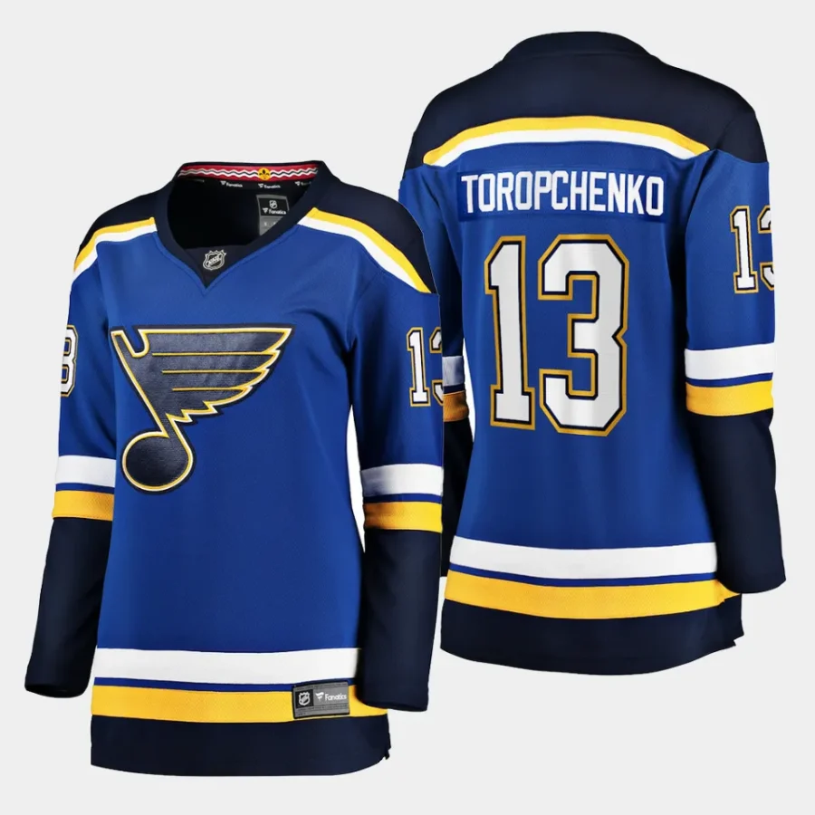 women blues alexey toropchenko blue home breakaway player jersey