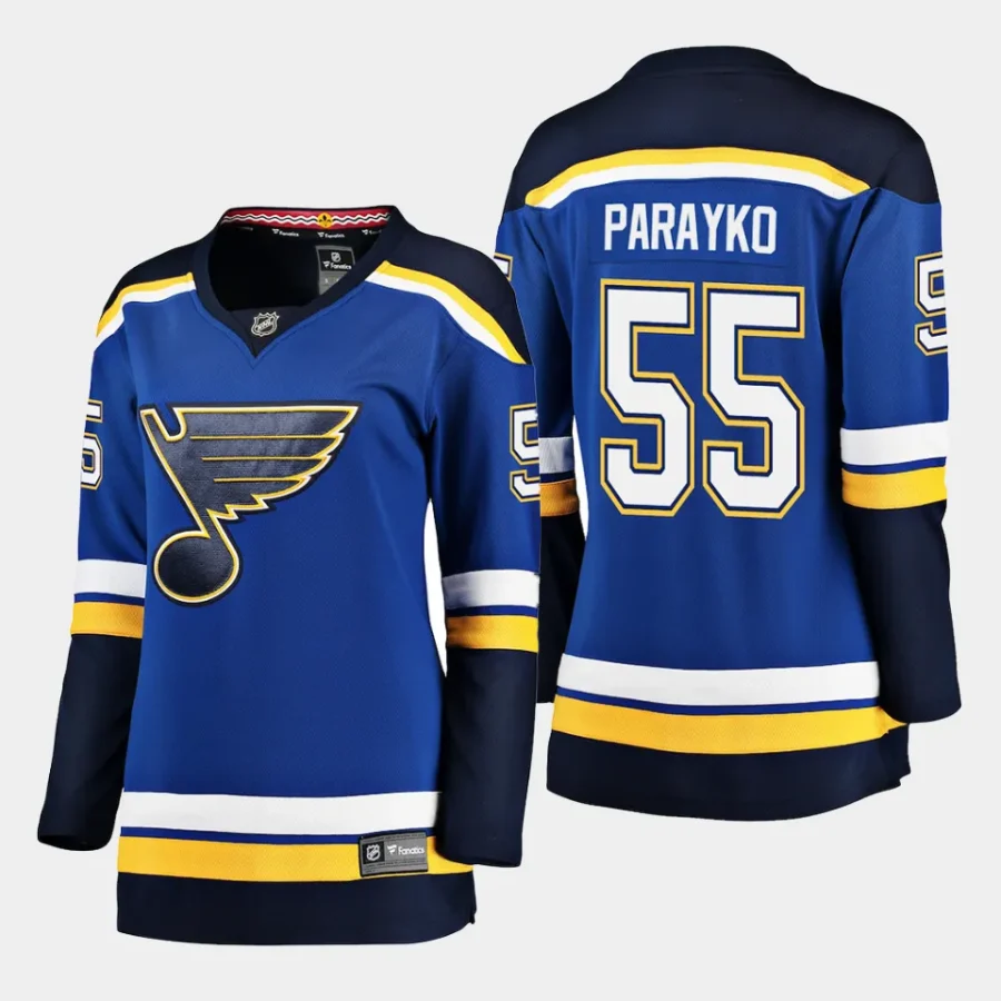 women blues colton parayko blue home breakaway player jersey