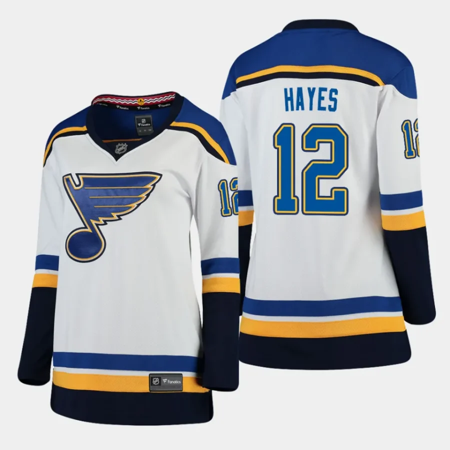 women blues kevin hayes white away breakaway player jersey