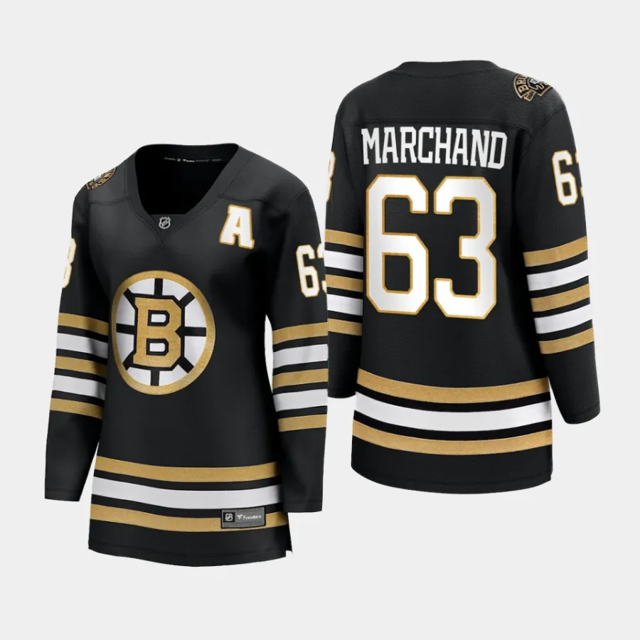 women bruins brad marchand black 2023 24 100th anniversary premier breakaway player jersey