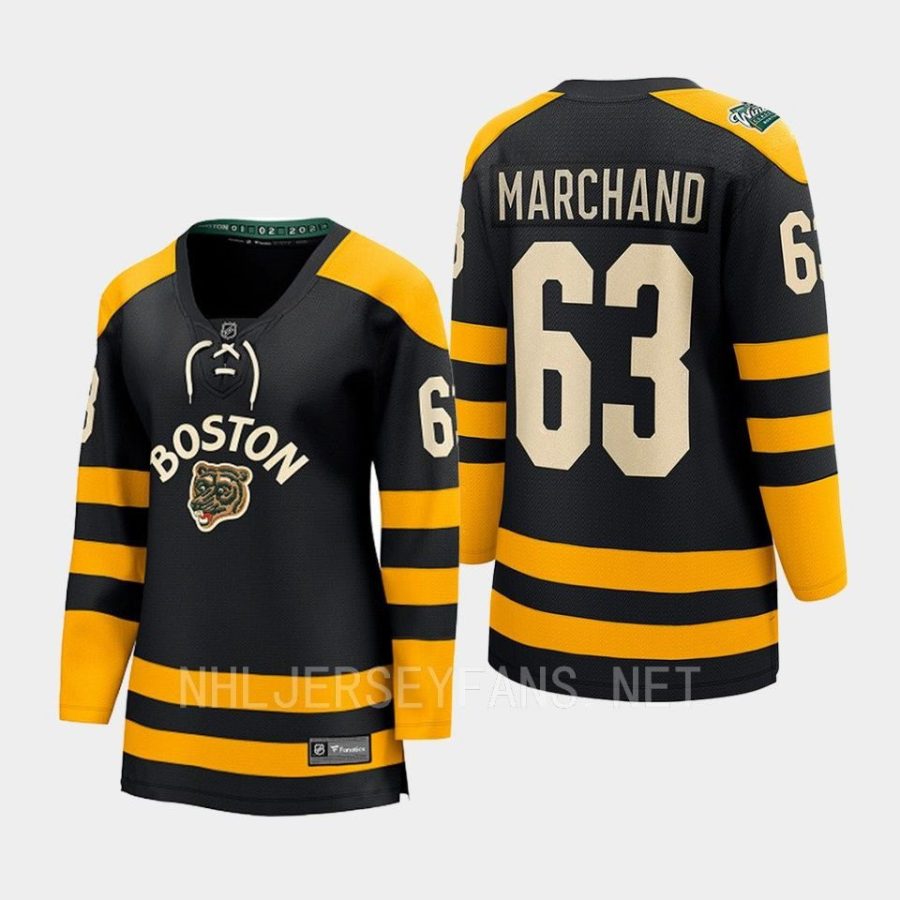 women bruins brad marchand black 2023 winter classic breakaway jersey