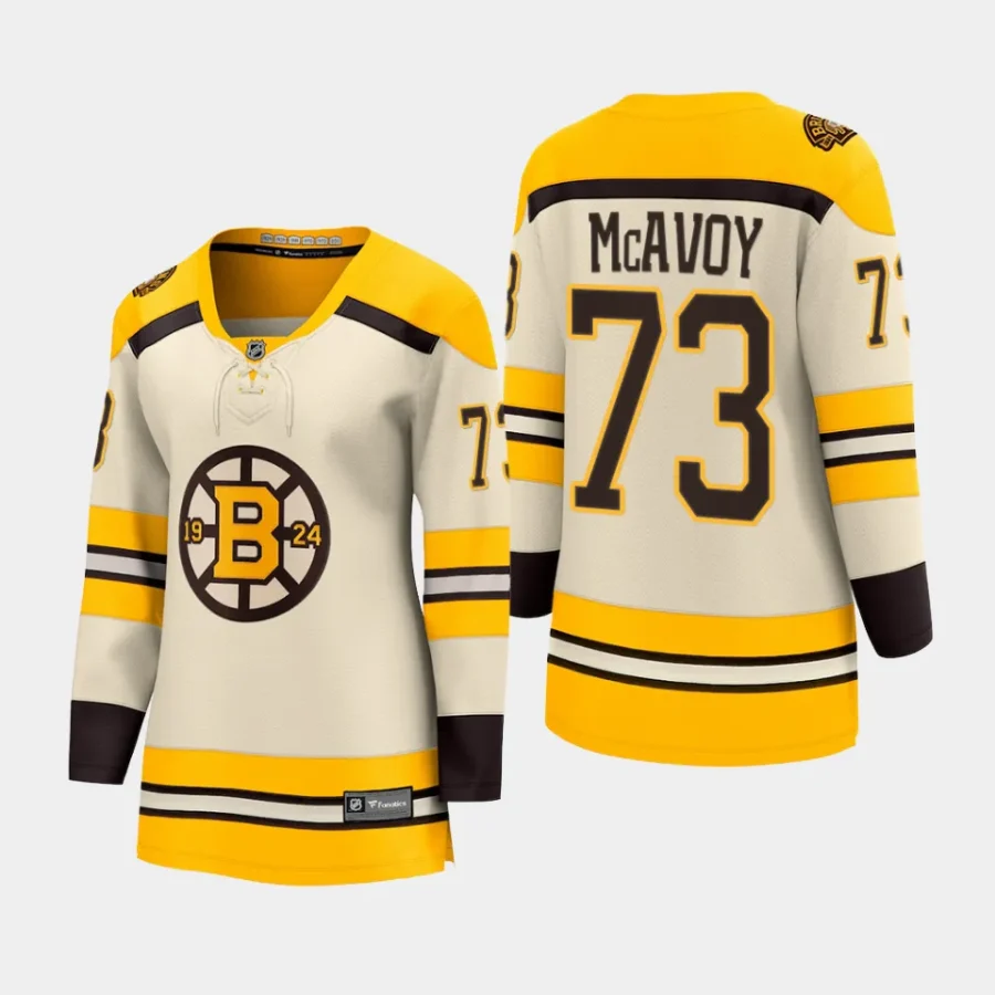 women bruins charlie mcavoy cream 2023 24 100th anniversary premier breakaway player jersey