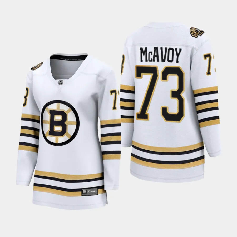 women bruins charlie mcavoy white 2023 24 100th anniversary premier breakaway player jersey