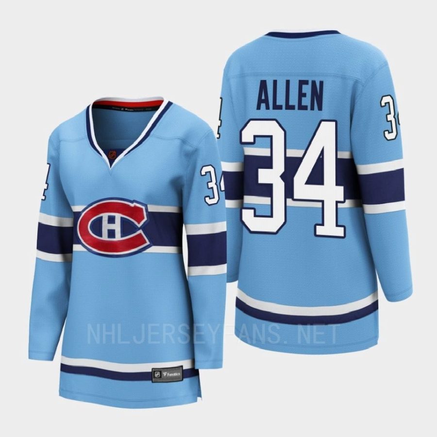 women canadiens jake allen blue 2022 special edition 2.0 breakaway player retro jersey