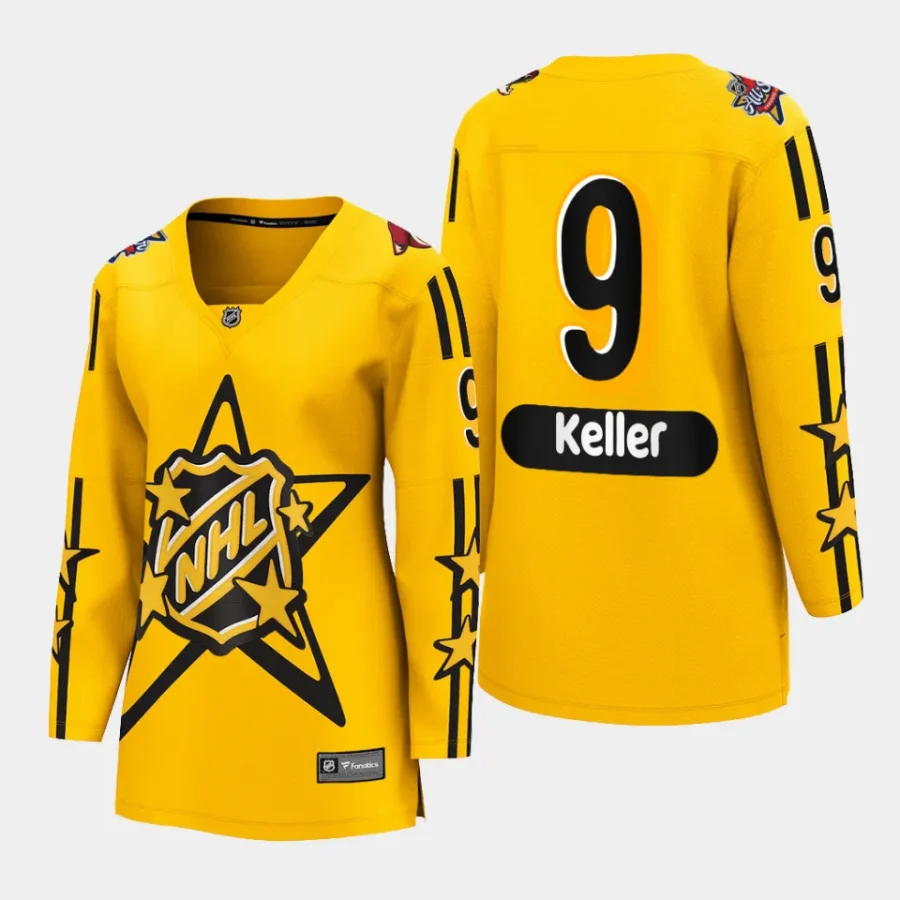 women coyotes clayton keller yellow 2024 nhl all star game breakaway jersey