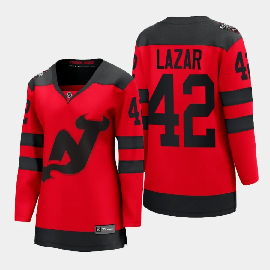 women devils curtis lazar red 2024 nhl stadium series breakaway player jersey