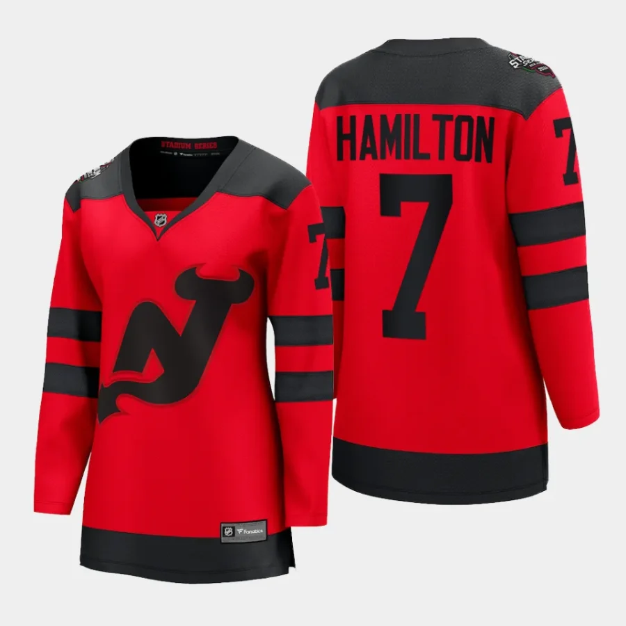 women devils dougie hamilton red 2024 nhl stadium series breakaway player jersey