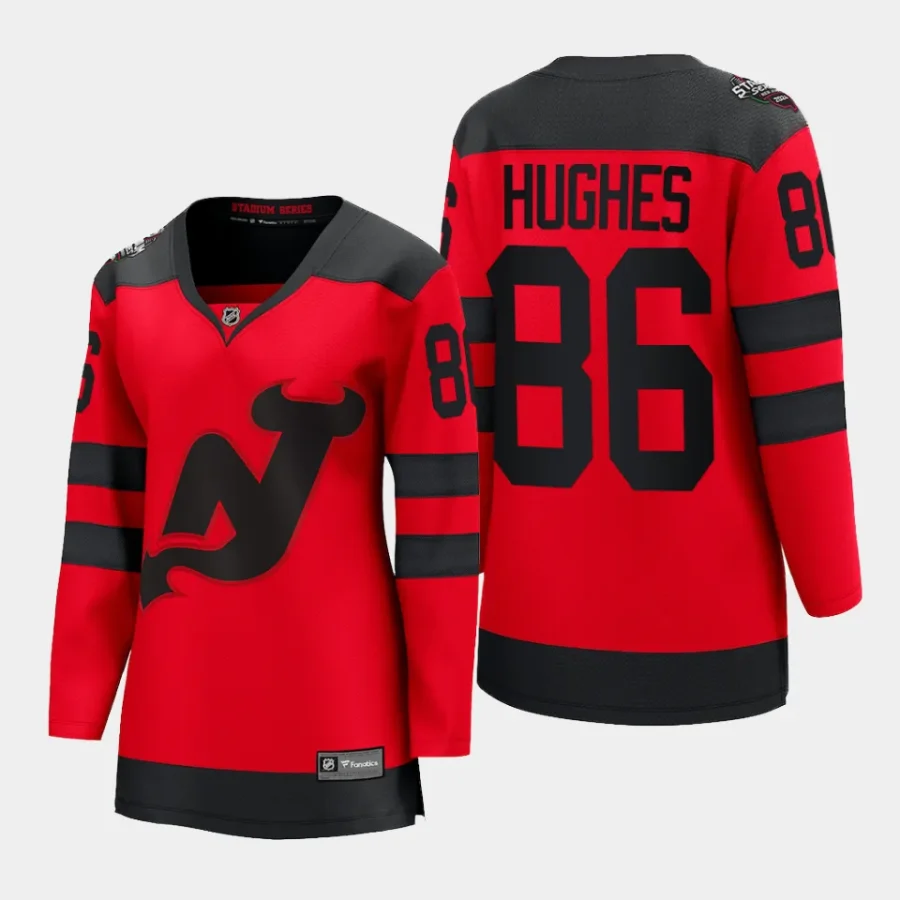 women devils jack hughes red 2024 nhl stadium series breakaway player jersey