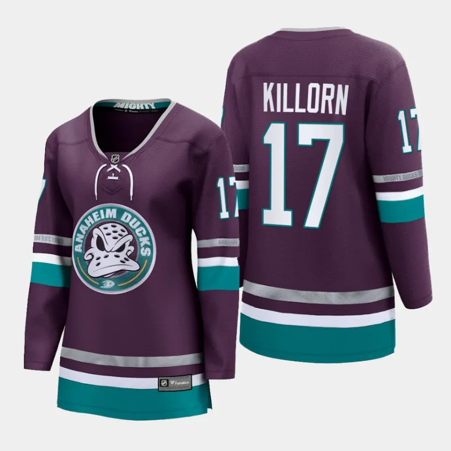 women ducks alex killorn purple 2023 24 30th anniversary premier breakaway player jersey