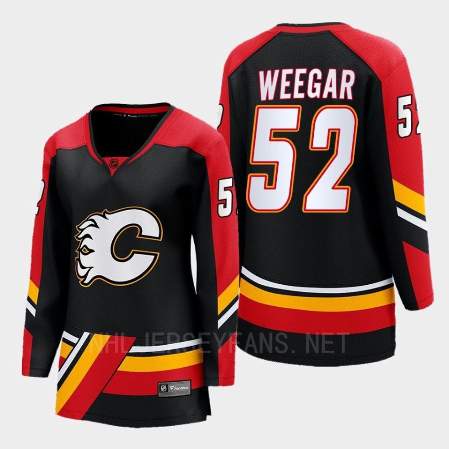 women flames mackenzie weegar black 2022 special edition 2.0 breakaway player retro jersey