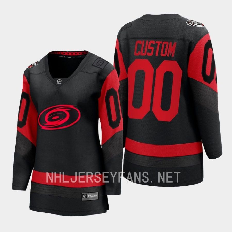 women hurricanes custom black 2023 nhl stadium series breakaway player jersey