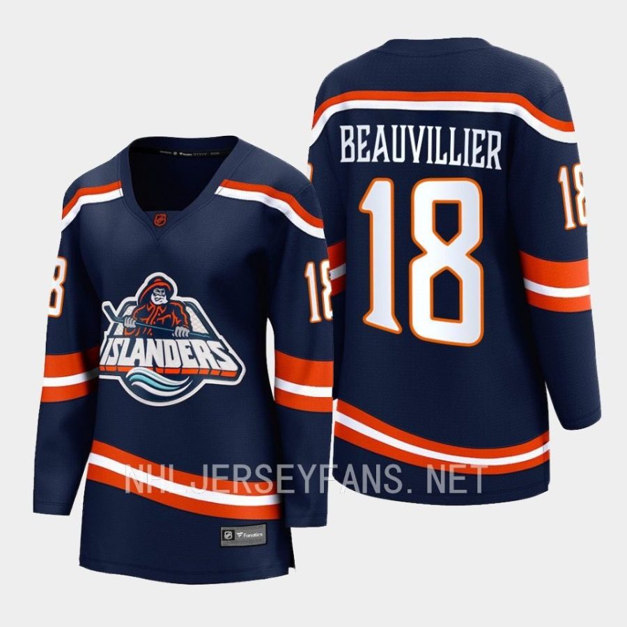 women islanders anthony beauvillier navy 2022 special edition 2.0 breakaway player retro jersey