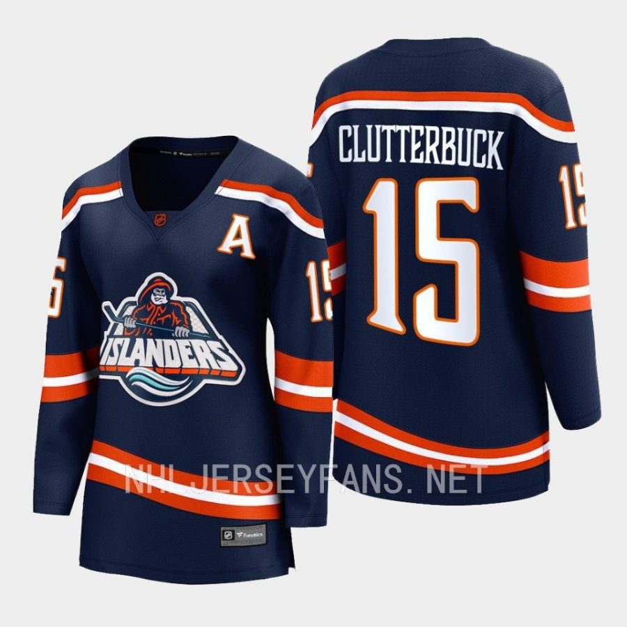 women islanders cal clutterbuck navy 2022 special edition 2.0 breakaway player retro jersey