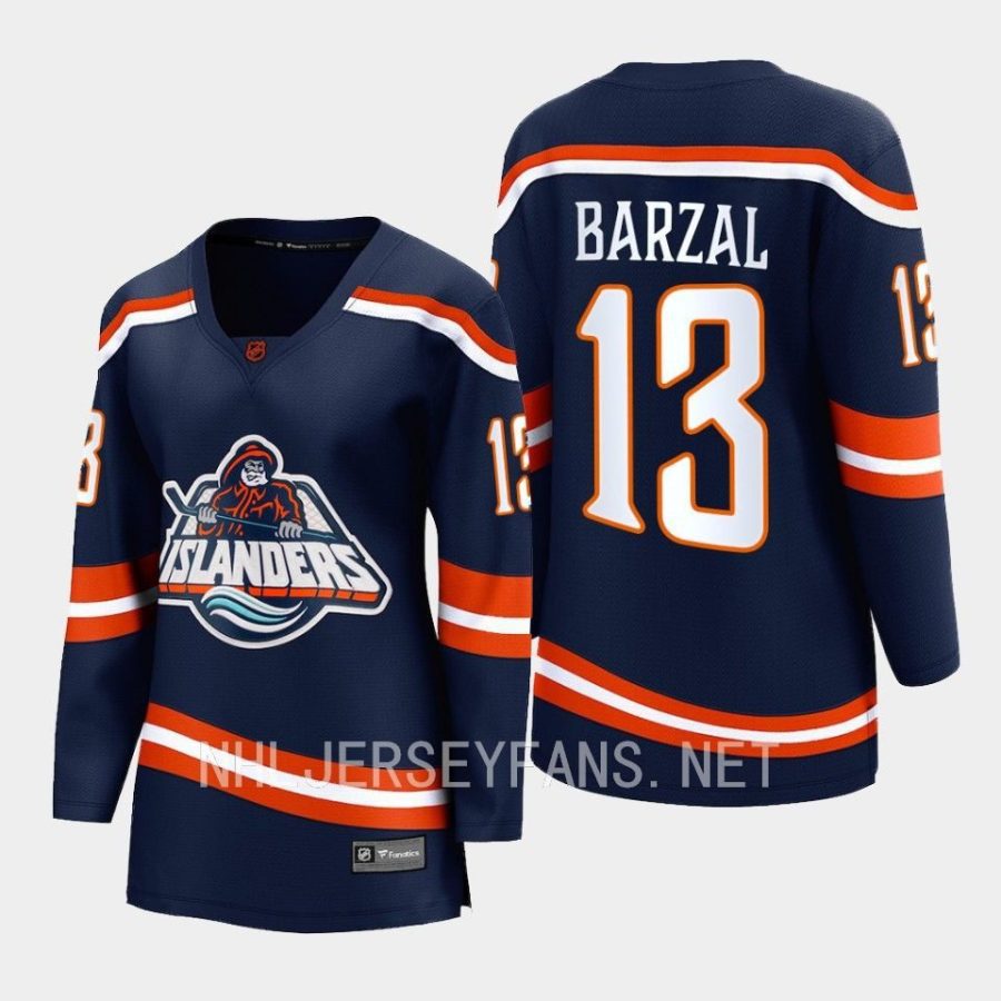 women islanders mathew barzal navy 2022 special edition 2.0 breakaway player retro jersey