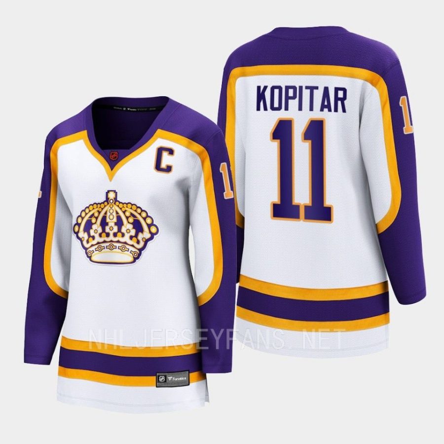 women kings anze kopitar white 2022 special edition 2.0 breakaway retro jersey