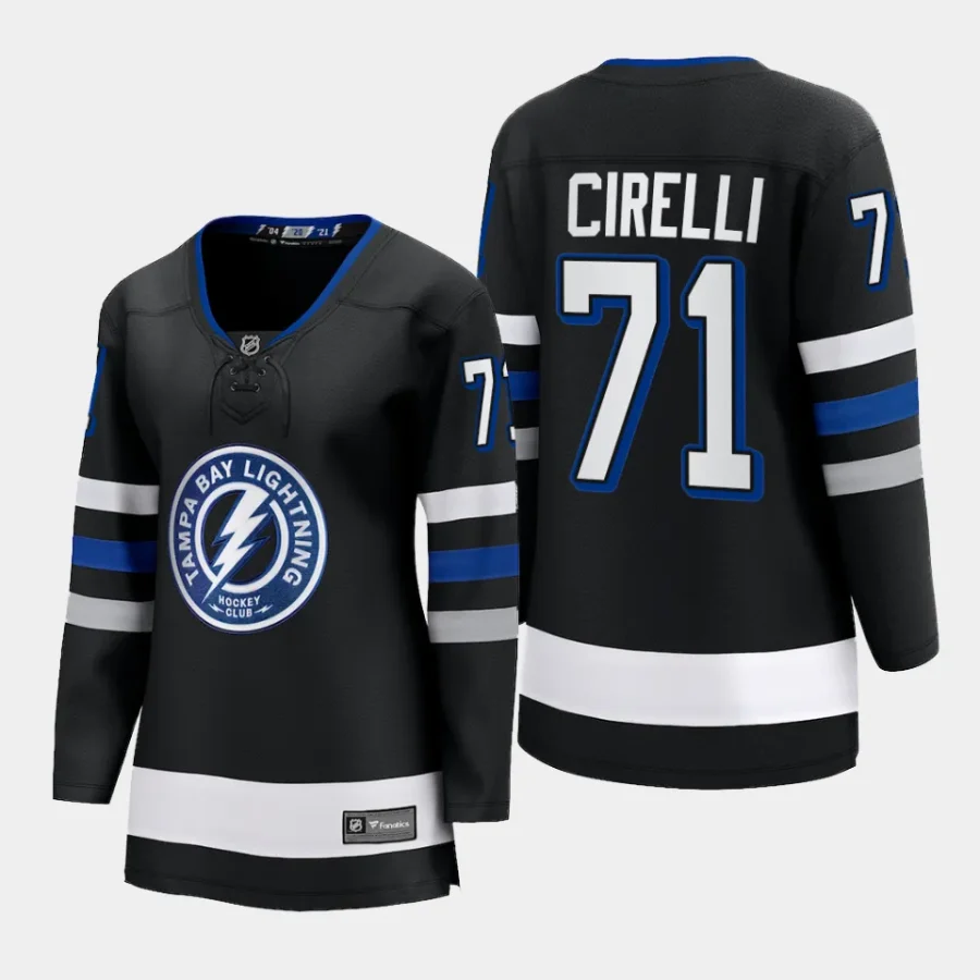 women lightning anthony cirelli black 2023 24 alternate premier breakaway jersey