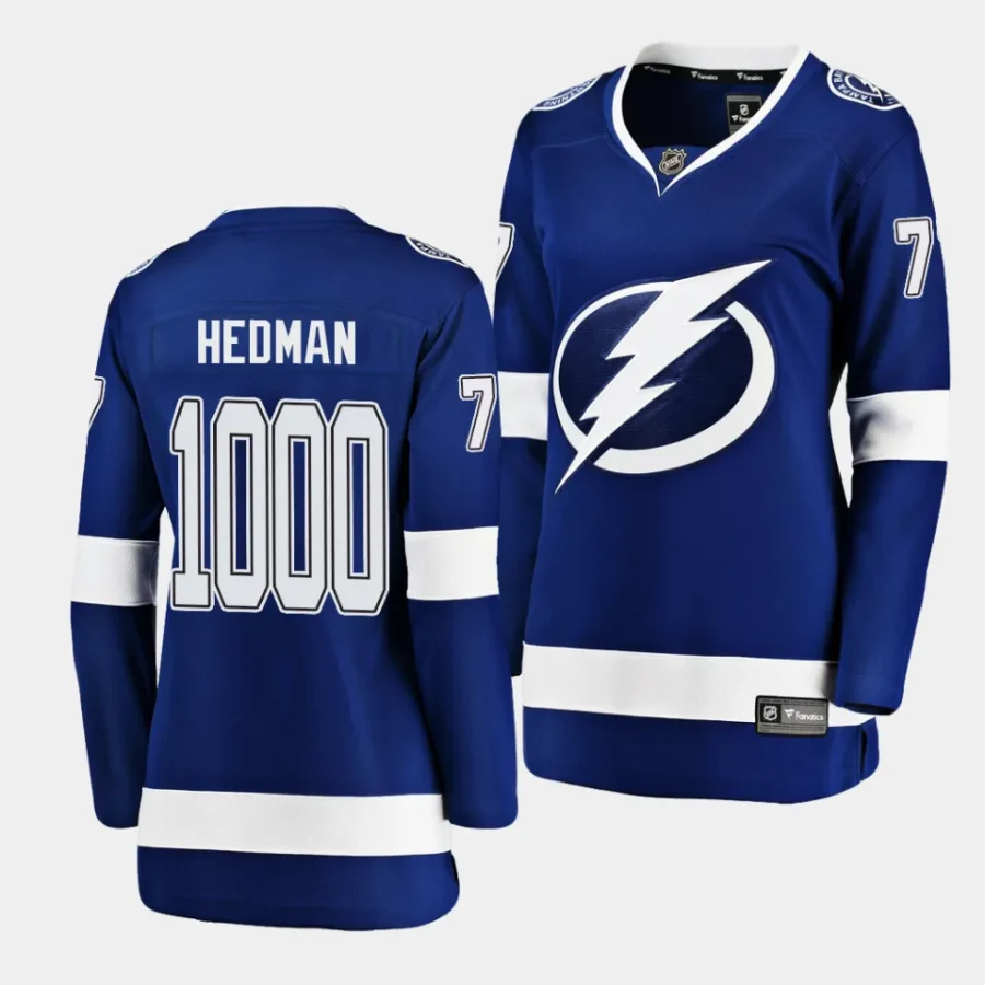 women lightning victor hedman blue 1000 career games special commemorative jersey