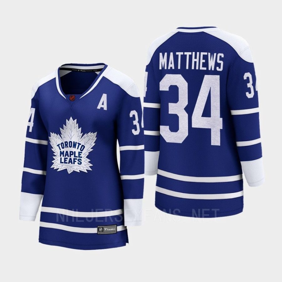 women maple leafs auston matthews blue 2022 special edition 2.0 breakaway retro jersey