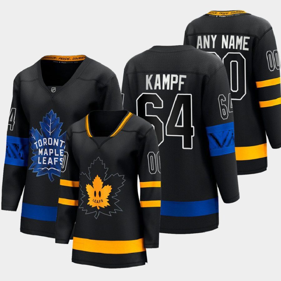 women maple leafs david kampf black 2022 alternate drew house reversible jersey