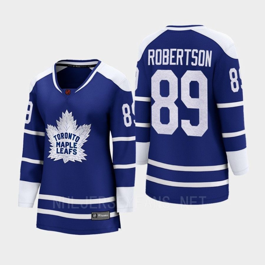 women maple leafs nick robertson blue 2022 special edition 2.0 breakaway retro jersey