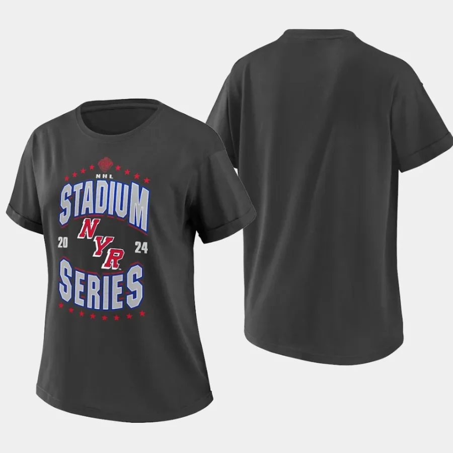 women new york rangers 2024 nhl stadium series charcoal boyfriend wear by erin andrews t shirt