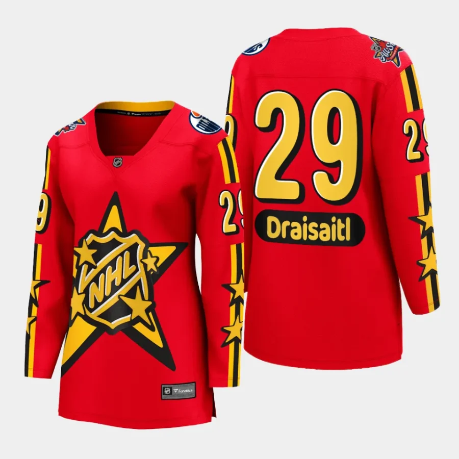 women oilers leon draisaitl red 2024 nhl all star game breakaway jersey