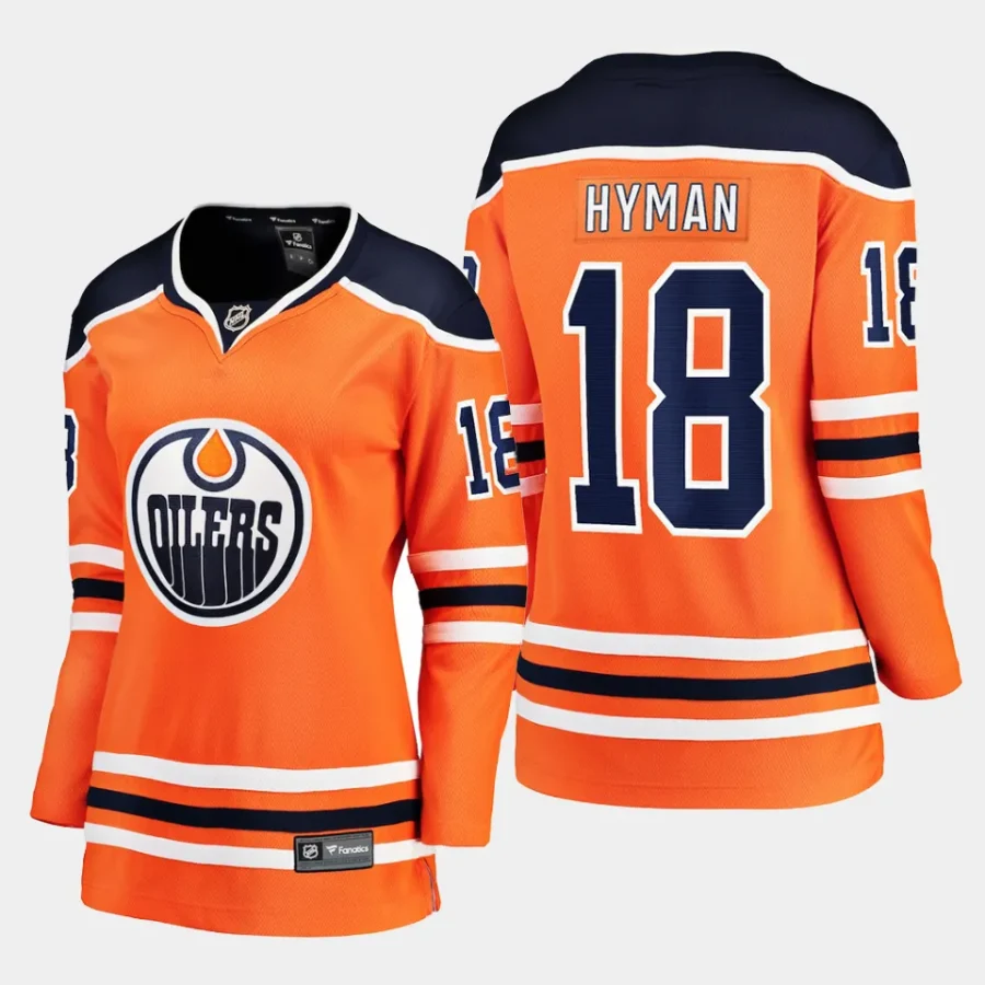 women oilers zach hyman orange home breakaway player jersey