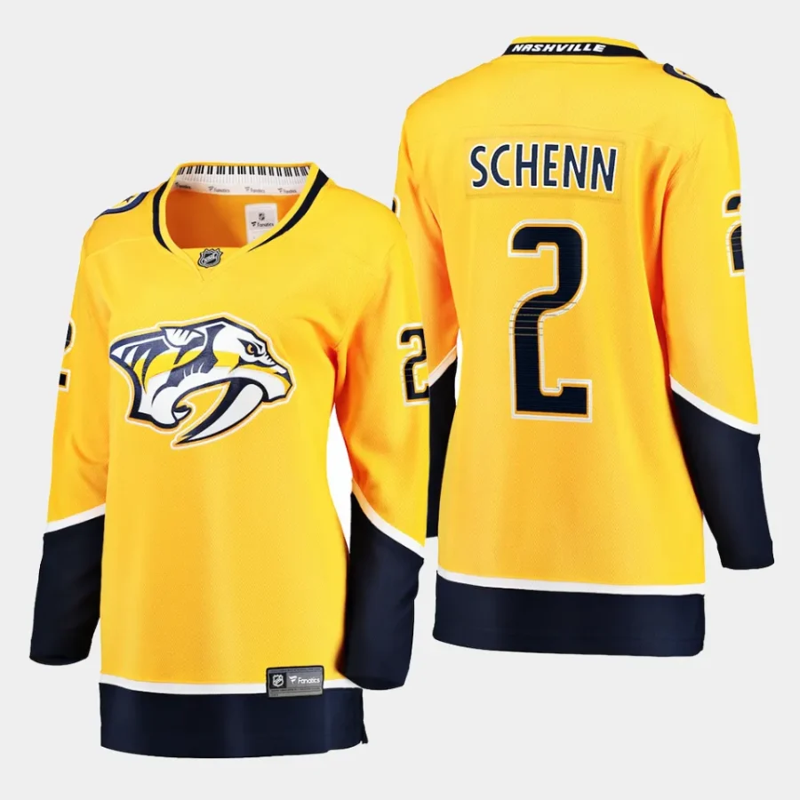 women predators luke schenn gold home breakaway player jersey