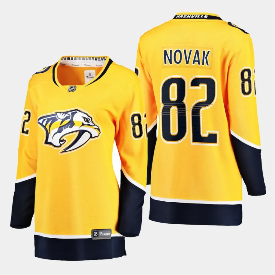 women predators tommy novak gold home breakaway player jersey