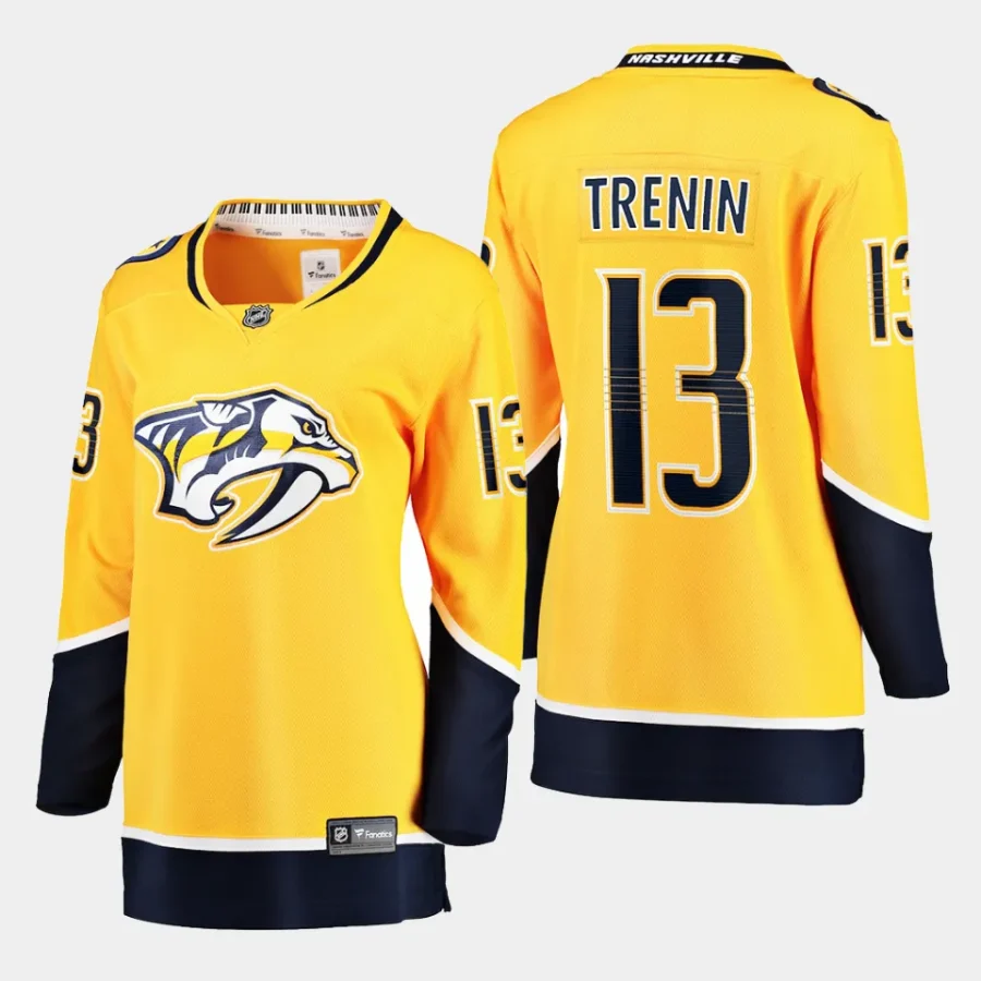 women predators yakov trenin gold home breakaway player jersey