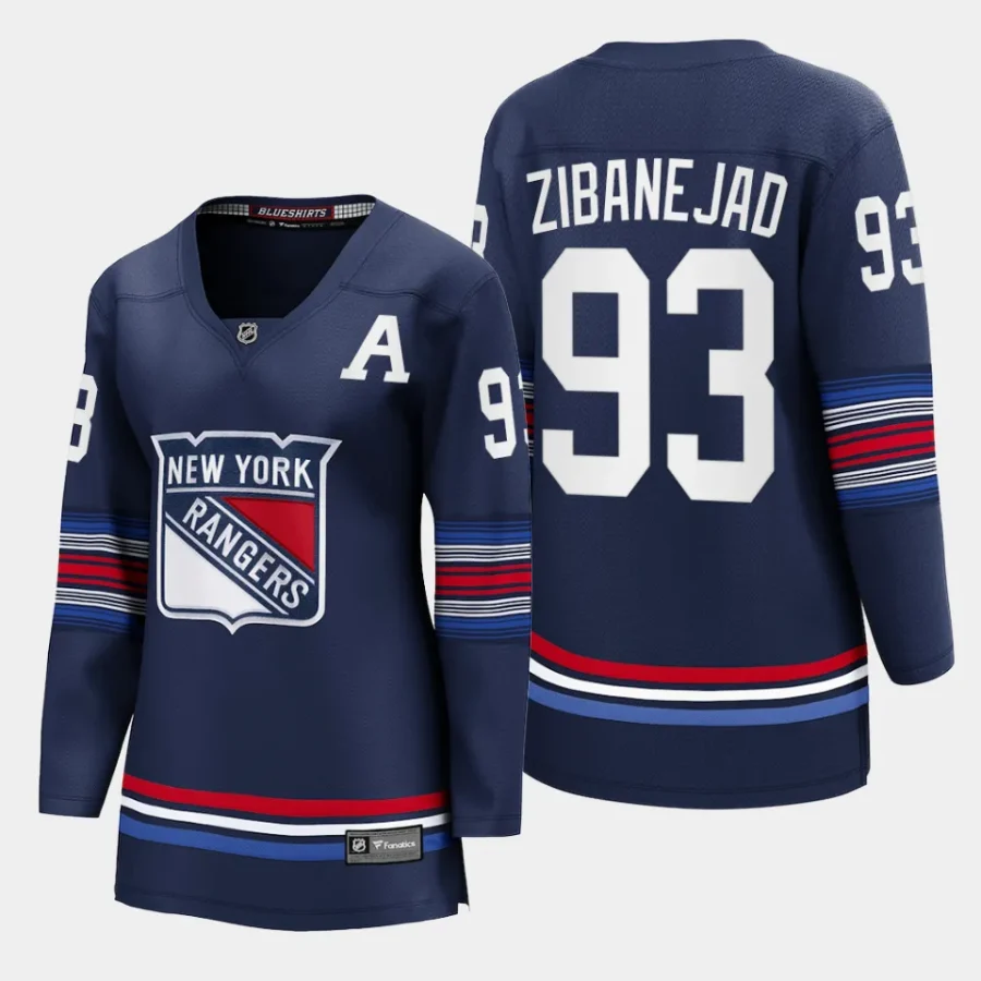 women rangers mika zibanejad navy 2023 24 alternate premier breakaway player jersey