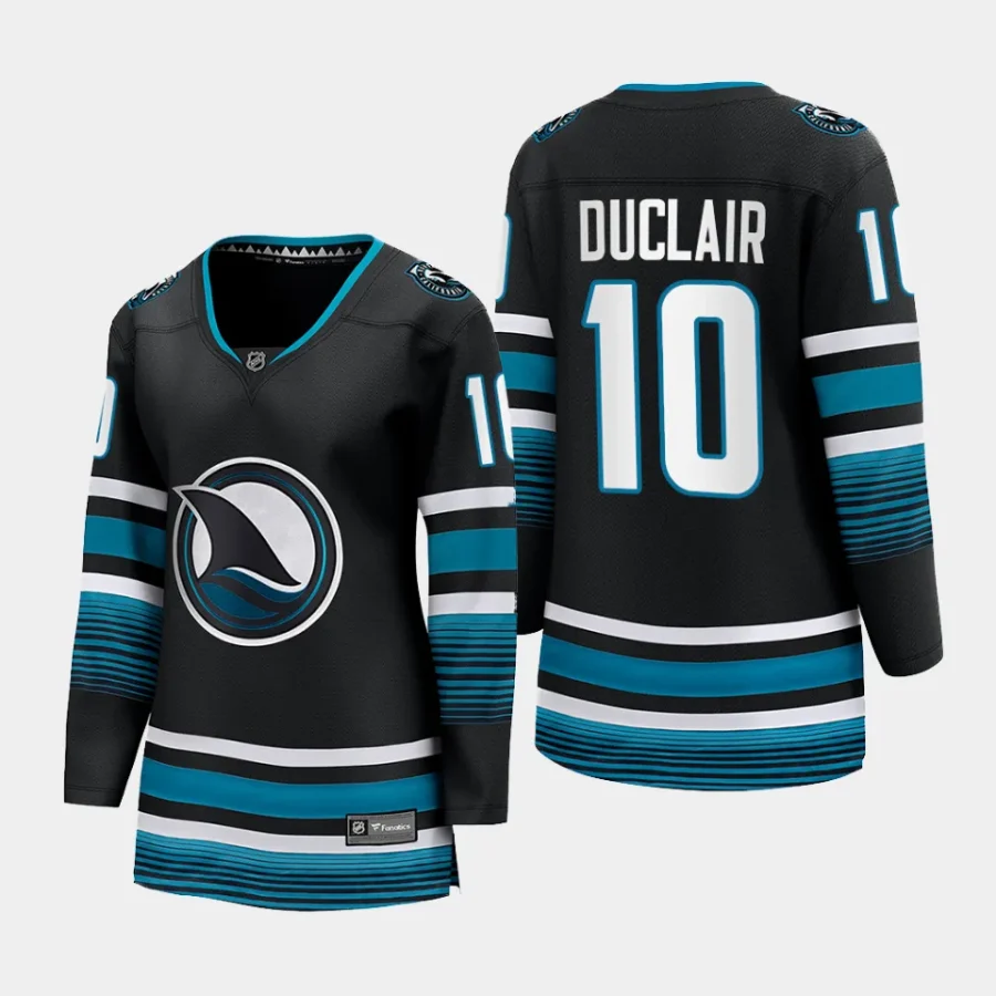 women sharks anthony duclair black 2023 24 cali fin 3rd alternate breakaway player jersey